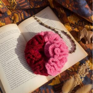 Chouchou Sorbet Framboise- Rose pastel & framboise crocheté main