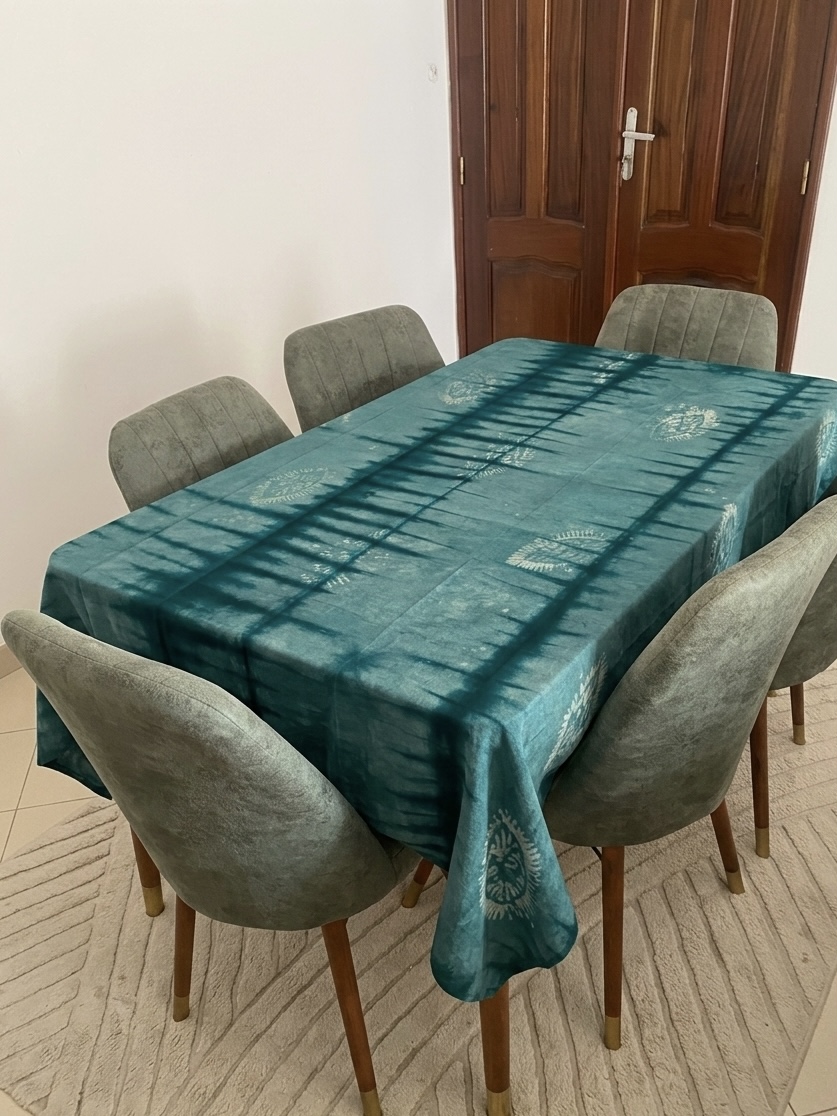 Parure de Table Artisanale Tie & Dye - Nappe 100% Coton & 6 Serviettes - Made in Sénégal – Image 2