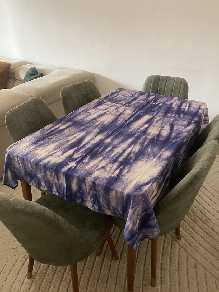 Nappe en Coton Tie-Dye Indigo "AEM 2025" – Fait Main au Sénégal – Set de 7 Pièces – Image 2