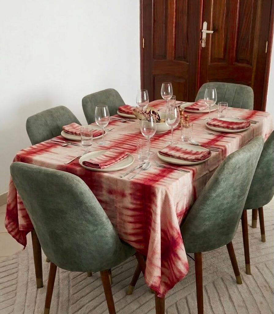 Nappe en Coton Tie-Dye Fait Main – Artisanat du Sénégal – Rouge Hibiscus